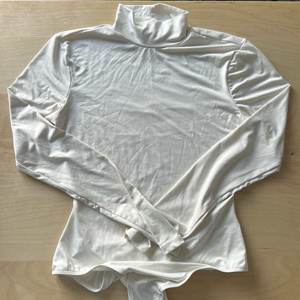 White long sleeve turtle neck bodysuit